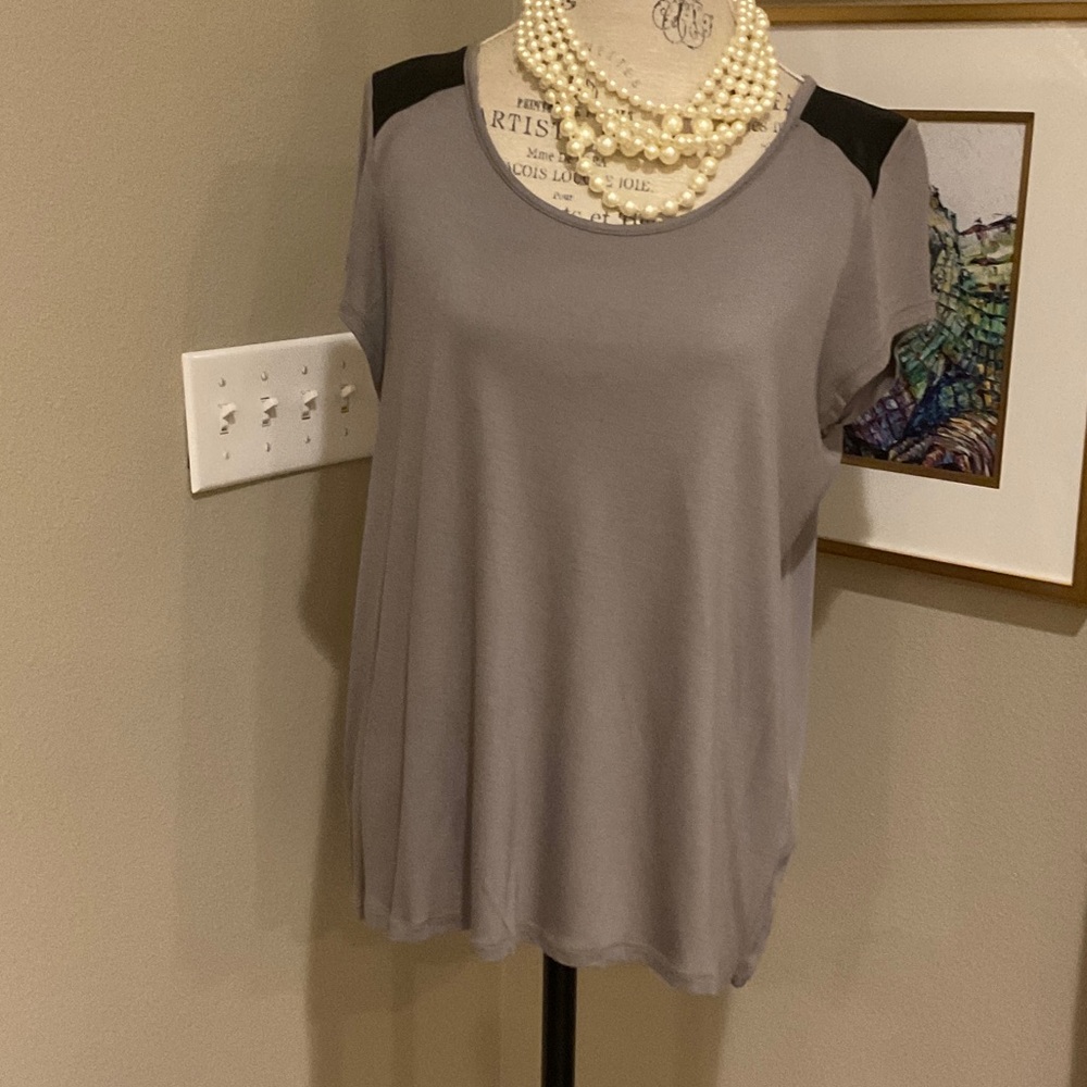 Halogen Gray Blouse with Black Accents